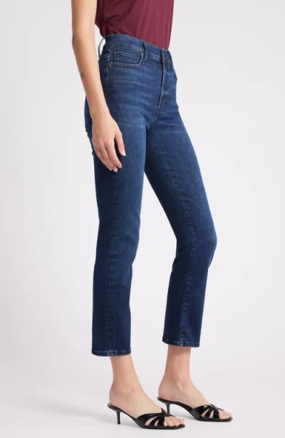 Frame Le Jane Faded High-rise Straight-leg Jeans In Dark Denim