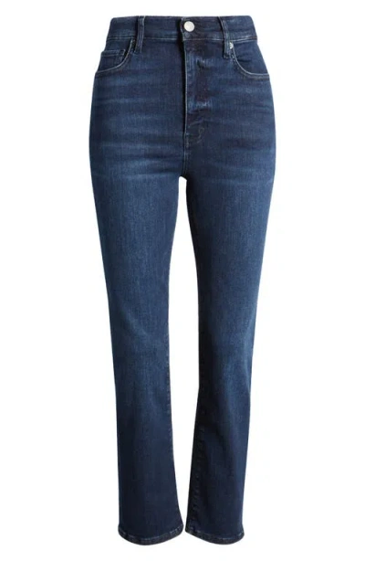 Frame Le Jane Faded High-rise Straight-leg Jeans In Dark Denim
