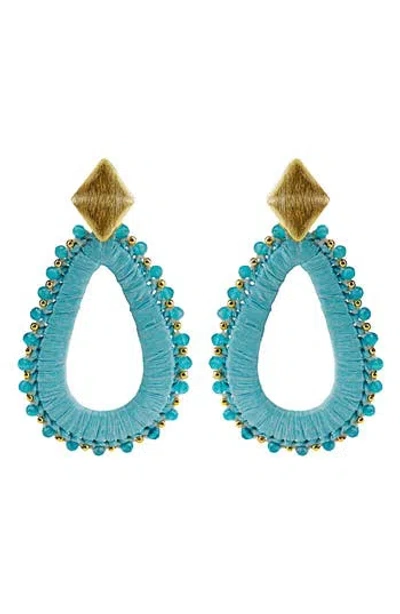 Panacea Raffia Wrapped Drop Earrings In Blue