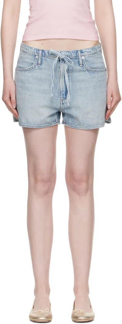 Rag & Bone Blue Ultra Featherweight Nolan Drawstring Denim Shorts In Blue