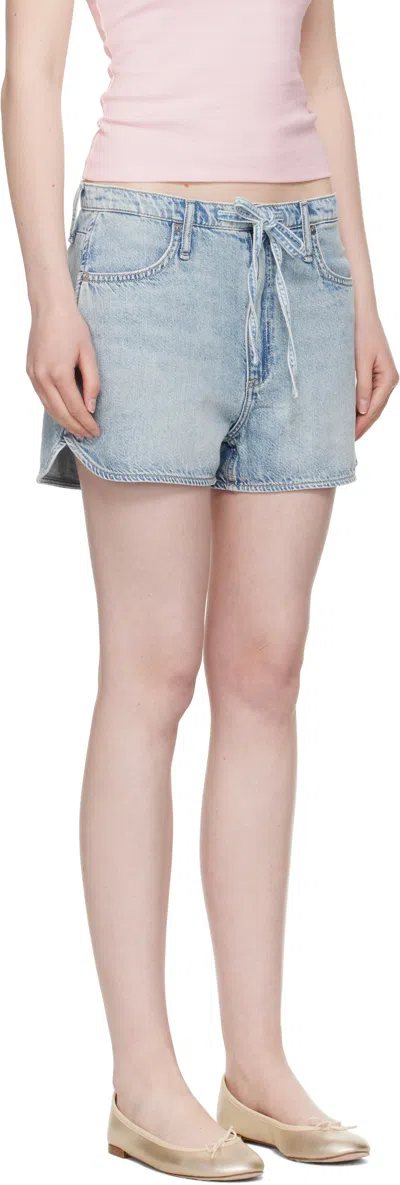 Rag & Bone Blue Ultra Featherweight Nolan Drawstring Denim Shorts In Blue