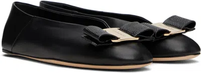 Ferragamo Vanna Vara Bow Ballet Flats In Calf Leather In Black