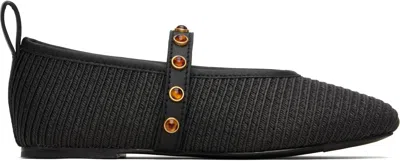 Rag & Bone Black Spire Straw Mary Jane Ballerina Flats In Black