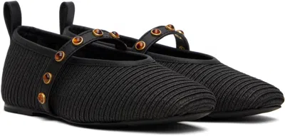 Rag & Bone Black Spire Straw Mary Jane Ballerina Flats In Black