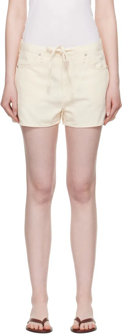 Rag & Bone Off-white Featherweight Nolan Drawstring Denim Shorts In Neutral