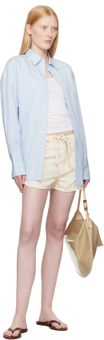 Rag & Bone Off-white Featherweight Nolan Drawstring Denim Shorts In Neutral