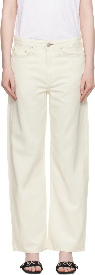 Rag & Bone Off-white Featherweight Logan Wide-leg Jeans In Yellow