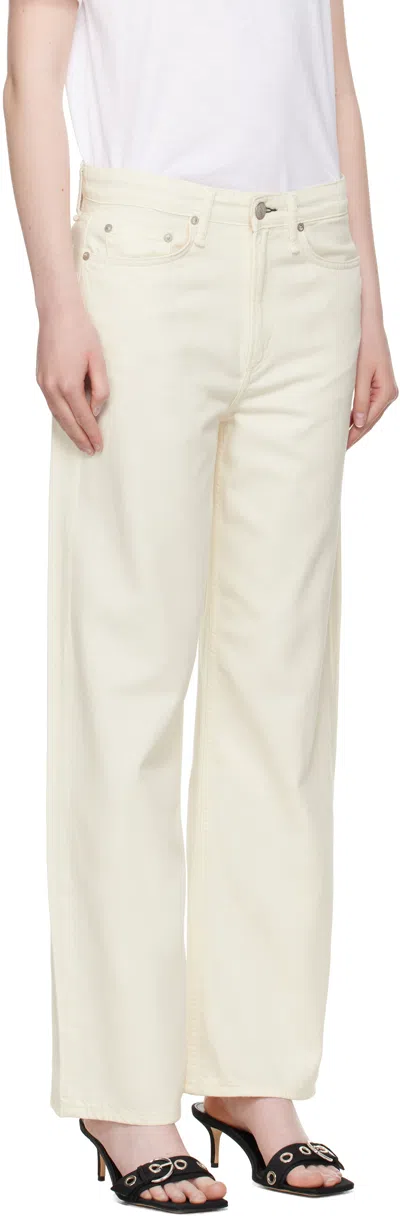 Rag & Bone Off-white Featherweight Logan Wide-leg Jeans In Yellow