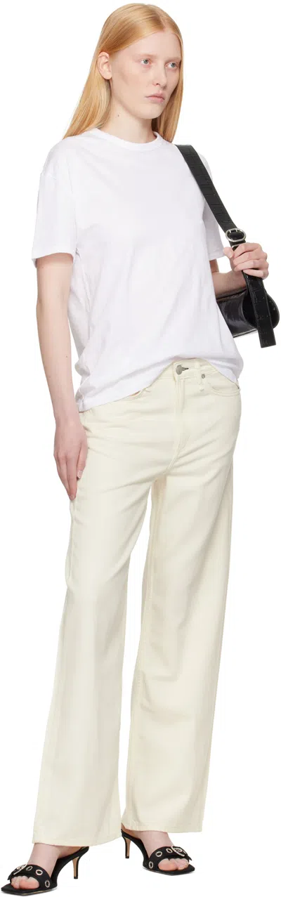 Rag & Bone Off-white Featherweight Logan Wide-leg Jeans In Yellow