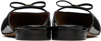 Ferragamo Bow Patent Pointed Toe Sandals In Black