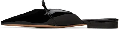 Ferragamo Bow Patent Pointed Toe Sandals In Black