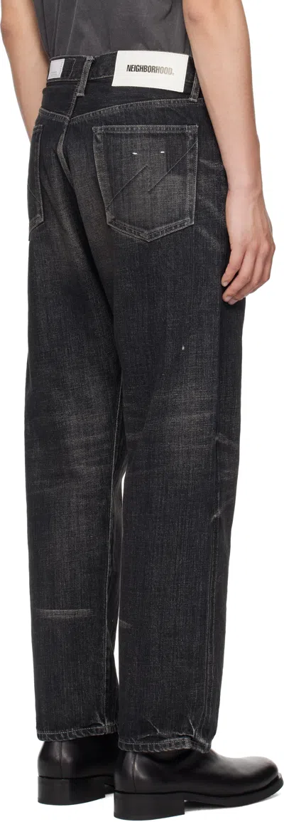 Neighborhood Black Washed Denim Dp Wide Jeans