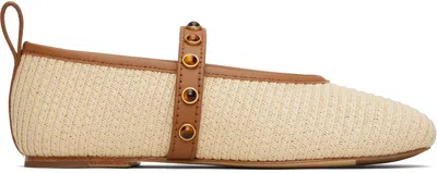 Rag & Bone Beige Spire Straw Mary Jane Ballerina Flats In Neutral