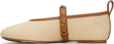 Rag & Bone Beige Spire Straw Mary Jane Ballerina Flats In Neutral