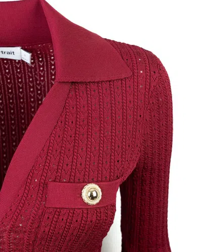 Self-portrait Self Portrait Women Burgundy Pointelle Knit Long-sleeved Mini Dress In Red