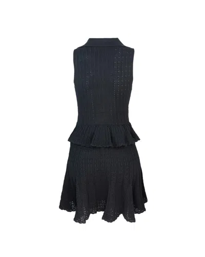 Self-portrait Pointelle-knit Sleeveless Mini Dress In Blue