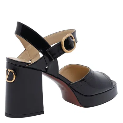 Valentino Garavani Fawcette Platform Sandal In Polished Calfskin 100mm Woman Black 42 In Black