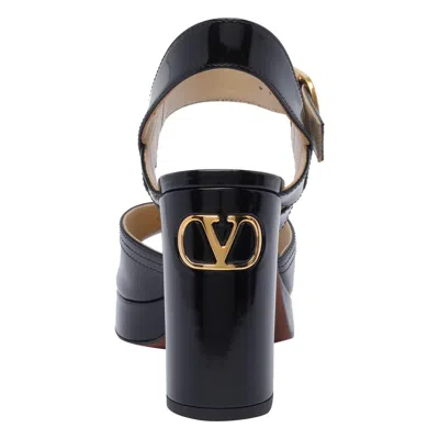 Valentino Garavani Fawcette Platform Sandal In Polished Calfskin 100mm Woman Black 42 In Black