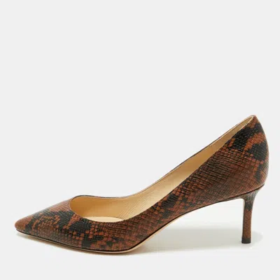 Pre-owned Jimmy Choo Brown Python Embossed Leather Abel Pumps Size 39