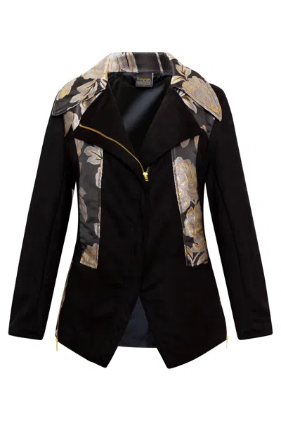Byvinnik Women's Gold / Black / White Moto Jacket In Serses