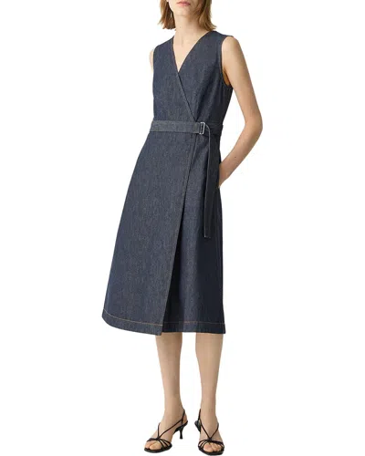 Theory Sleeveless A-line Wrap Dress In Denim