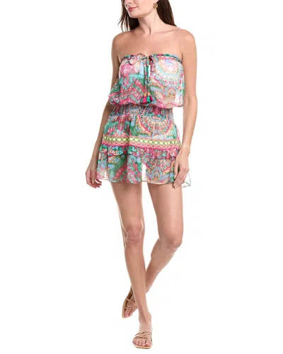 Ramy Brook Jaliyah Smocked Mini Dress Swim Cover-up In Multi