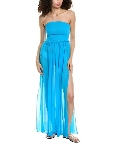 Ramy Brook Calista Strapless Georgette Cover-up Dress In Blue