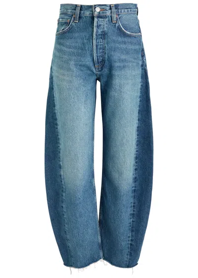 Agolde Luna High Rise Piece Taper Jeans In Control In Black