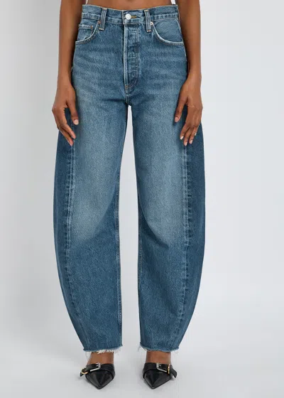 Agolde Luna High Rise Piece Taper Jeans In Control In Black