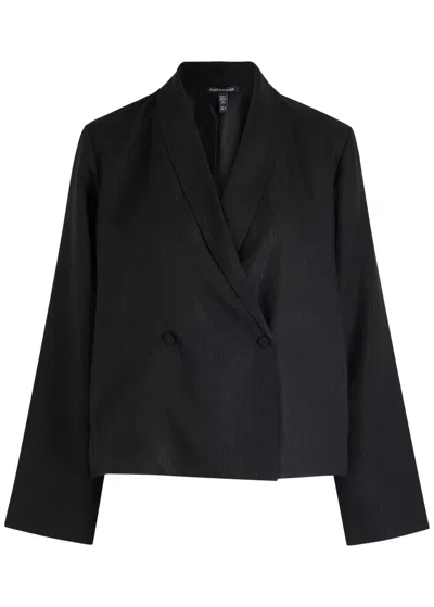 Eileen Fisher Shawl Collar Textured Silk Weave Double Breasted Jacket