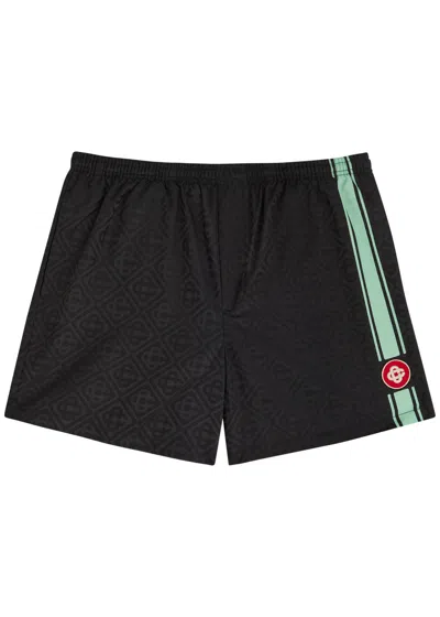 Casablanca Patterned Shorts With Elastic Waistband And Side Stripe