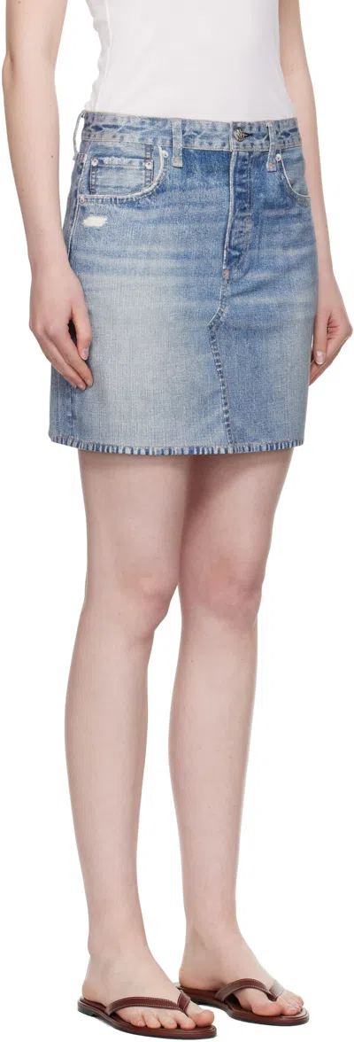 Rag & Bone Miramar Ponte Printed Stretch-jersey Mini Skirt In Blue