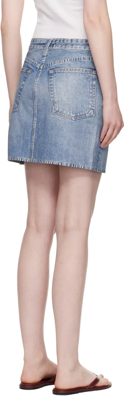 Rag & Bone Miramar Ponte Printed Stretch-jersey Mini Skirt In Blue