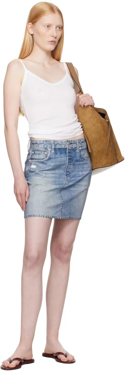 Rag & Bone Miramar Ponte Printed Stretch-jersey Mini Skirt In Blue