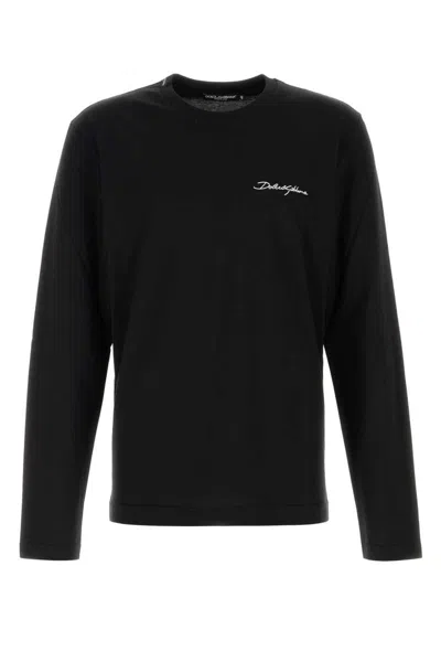 Dolce & Gabbana Cotton Crew Neck T-shirt With Long Sleeves In Multi