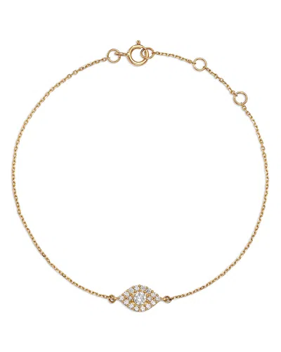 Bloomingdale's Fine Collection Diamond Evil Eye Chain Link Bracelet In 14k Yellow Gold, 0.22 Ct. T. W. In Gold