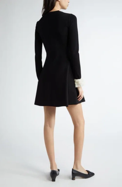 Valentino Garavani Ruffle Cuff Long Sleeve Sweater Dress In Ivory Black