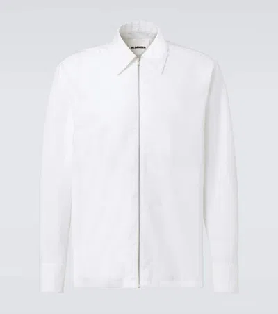 Jil Sander Zippered Shirt With Buttoned Cuffs In White