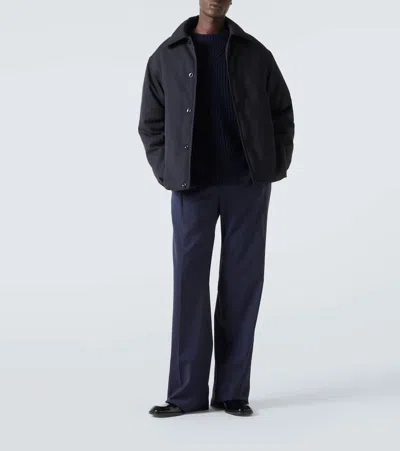 Jil Sander Wool Coat With Long Sleeves And Curved Hem In Black