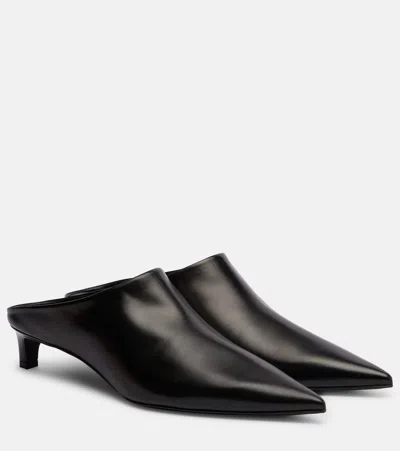 Jil Sander Leather Mules In Black