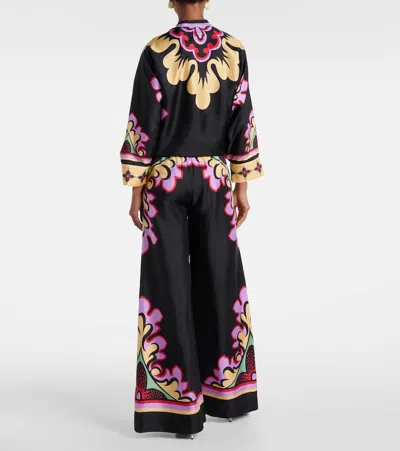 La Doublej La Double J Silk Twill Palazzo Pants With Relaxed Leg Design In Multi