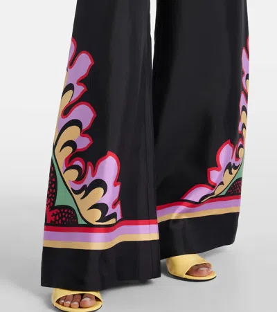 La Doublej La Double J Silk Twill Palazzo Pants With Relaxed Leg Design In Multi