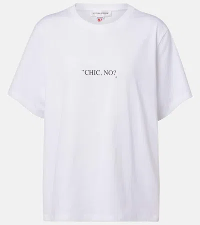 Victoria Beckham White Crewneck T-shirt With Slogan Print On The Front In Cotton Woman