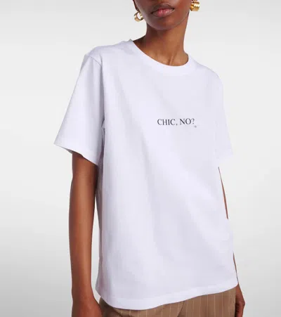 Victoria Beckham White Crewneck T-shirt With Slogan Print On The Front In Cotton Woman