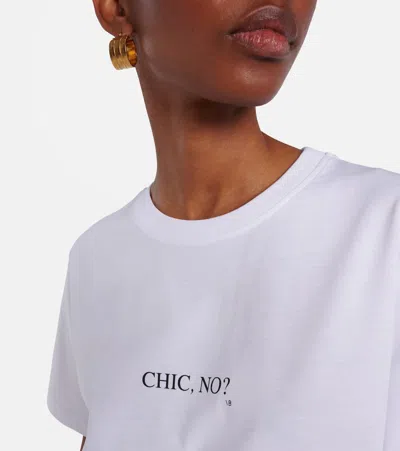 Victoria Beckham White Crewneck T-shirt With Slogan Print On The Front In Cotton Woman