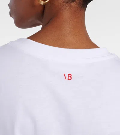 Victoria Beckham White Crewneck T-shirt With Slogan Print On The Front In Cotton Woman