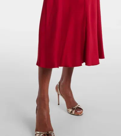 Victoria Beckham Womens Gathered Draped-sleeve Satin Maxi Dress Rose In Red