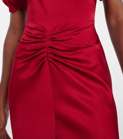 Victoria Beckham Womens Gathered Draped-sleeve Satin Maxi Dress Rose In Red