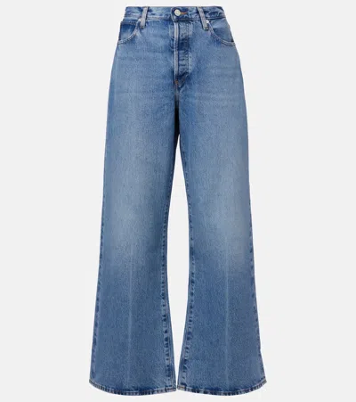 Frame Le Slim Palazzo Raw After Wide Leg Jean In Canals In Blue