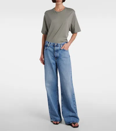 Frame Le Slim Palazzo Raw After Wide Leg Jean In Canals In Blue